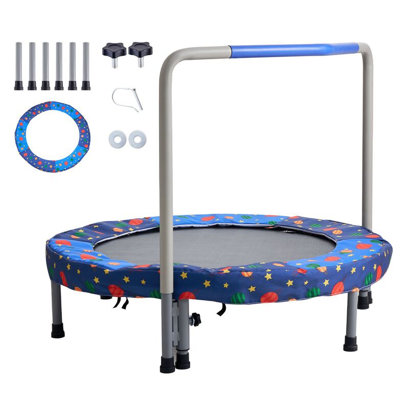 Foldable Kids Trampoline with Safety Handle, Mini Rebounder for Outdoor Toddler Play image number 4