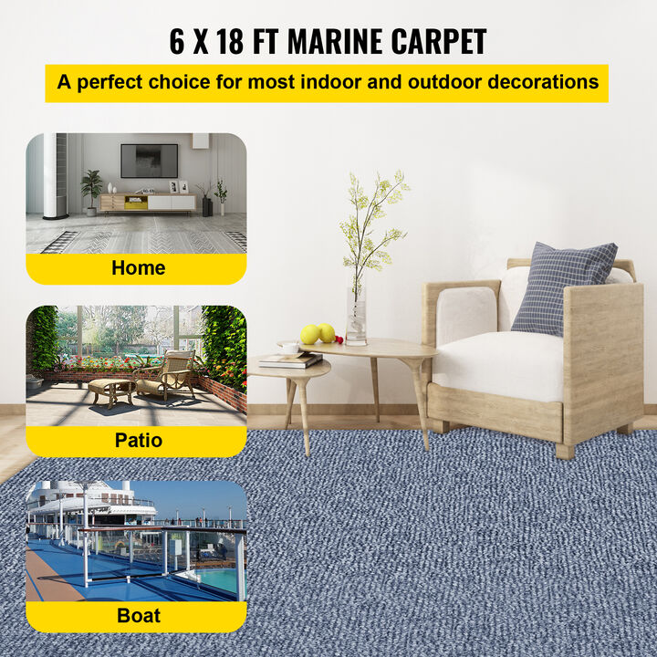 Gray Marine Carpet 6x18' Boat Carpet Roll Cutpile In/Outdoor Patio Area Rug Deck