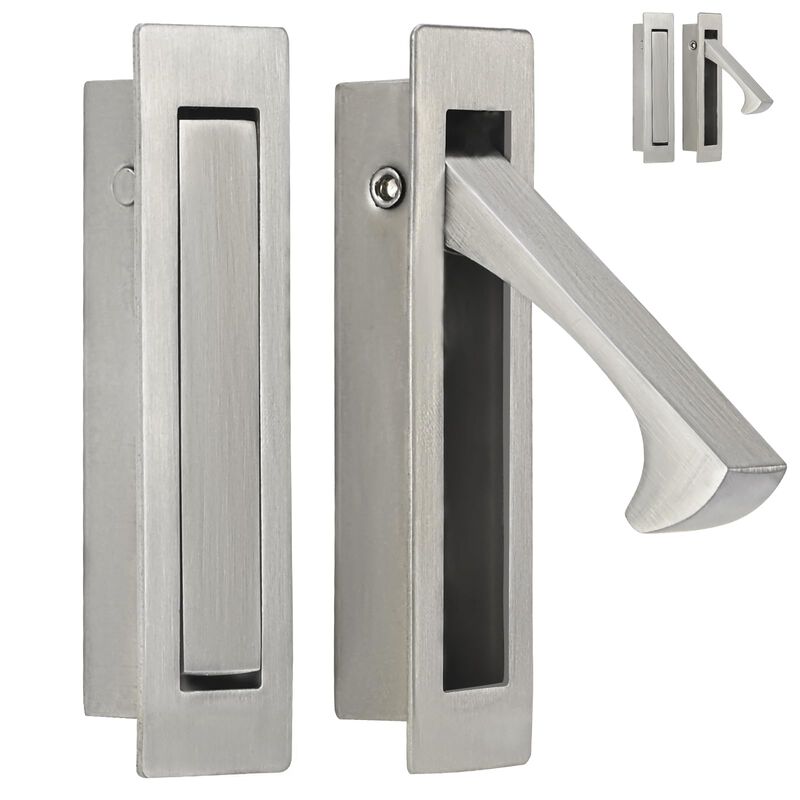 HOMOTEK Recessed Pocket Door Pull Handle, Edge Flush Pull, Hidden Finger Pull, Modern Pocket Hardware for Sliding Door, Size: 80