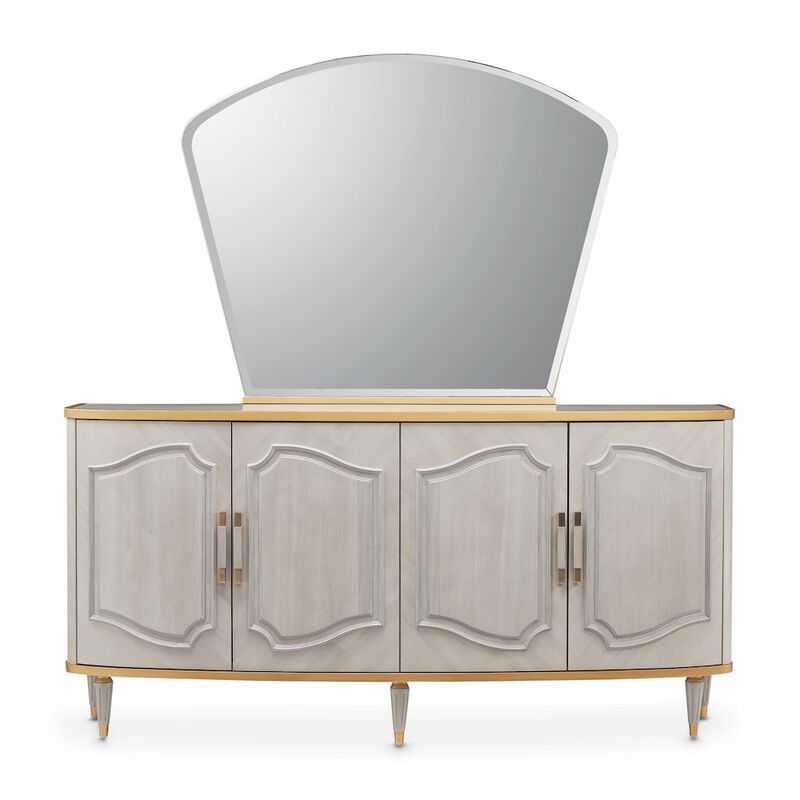 Michael Amini St. Charles Sideboard & Mirror - Dove Gray