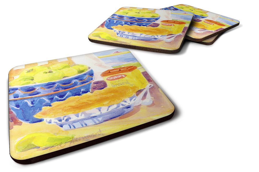 Caroline's Treasures 6108FC Green Apples for an Apple Pie Foam Coasters (Set of 4), 3.5 H x 3.5 W, Multicolor