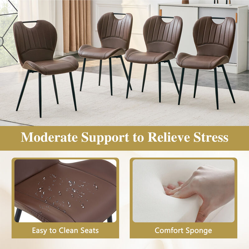 Whisen Set of 4 Upholstered Dining Chairs with Metal Handle, Fabric & Metal Frame, Ergonomic Accent Chairs for Dining Room, Living Room, Office image number 5