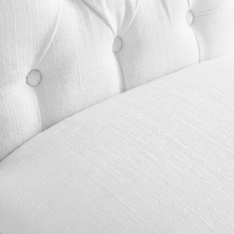 Button-Tufted Upholstered Fabric Parsons Chair, White image number 7
