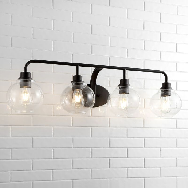 Sandrine Iron/Seeded Glass Cottage Rustic LED Vanity Light