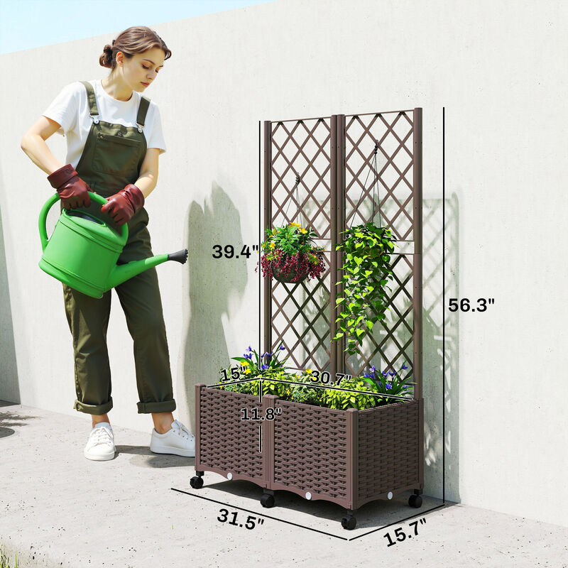 Hivvago Mobile Self-Watering Raised Planter with Trellis image number 2
