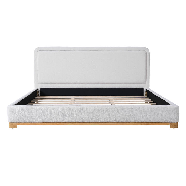 Christopher Knight Home Sloane Modern Boucle Upholstered Platform Bed with Curved Headboard
