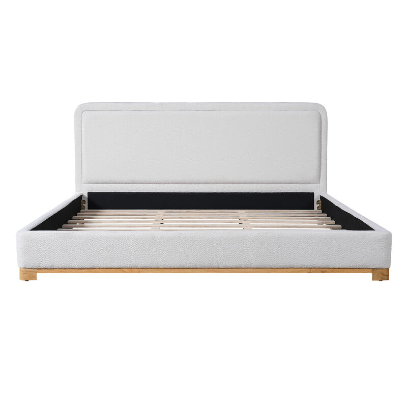 Christopher Knight Home Sloane Modern Boucle Upholstered Platform Bed with Curved Headboard image number 0