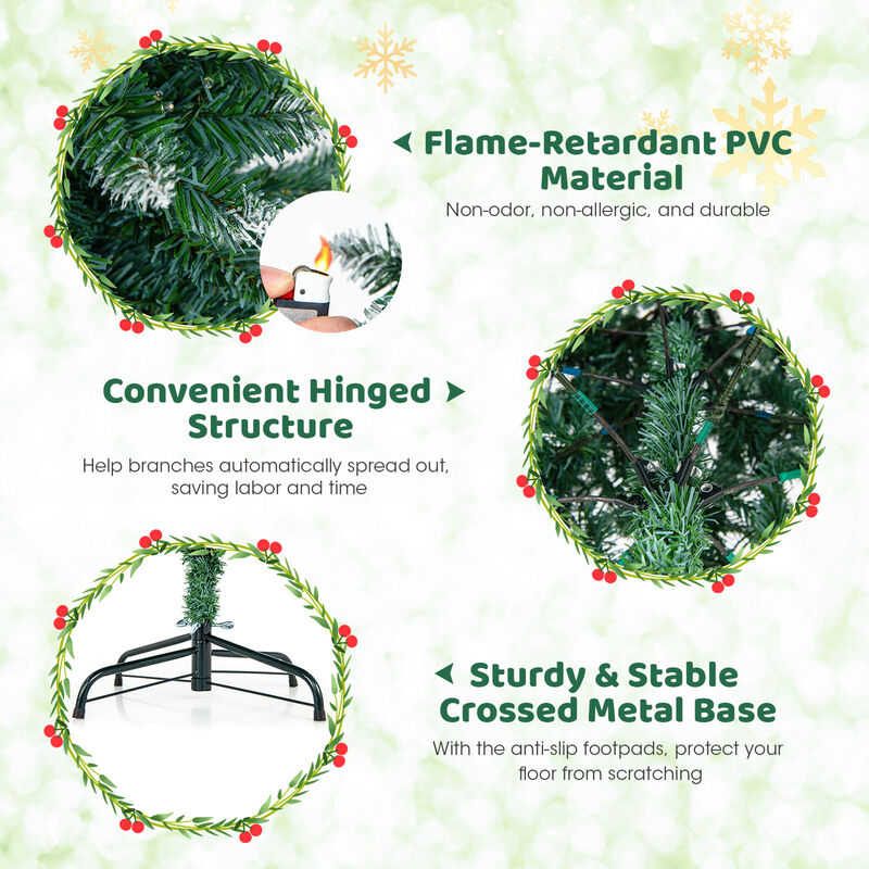 Pre-Lit Artificial Christmas Tree with Snowy Branch Tips for a Wintery and Festive Holiday Atmosphere image number 6