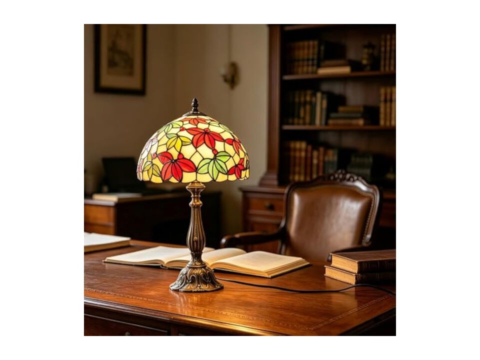 Tiffany Style Stained Glass Table Lamp For Living Room Bedroom Office White