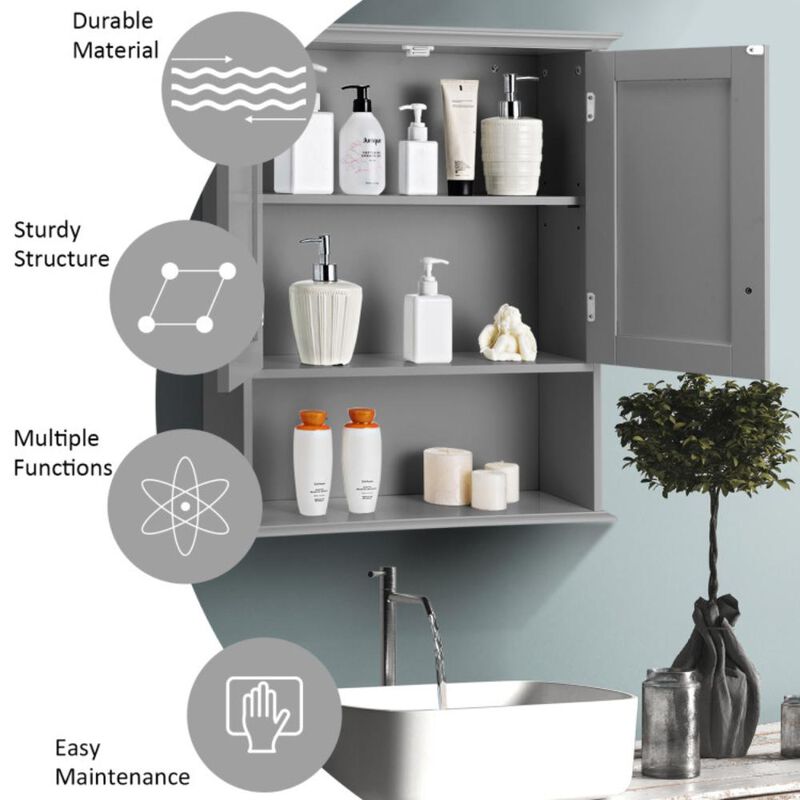 Hivvago 2-Door Wall Mount Bathroom Storage Cabinet with Open Shelf