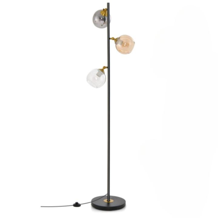 Hivvago Mid Century Floor Lamp with 3 Glass Globe Lampshades and Weighted Base