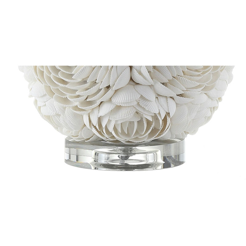 HomeRoots 24" Off White Seashell Table Lamp With White Drum Shade image number 2