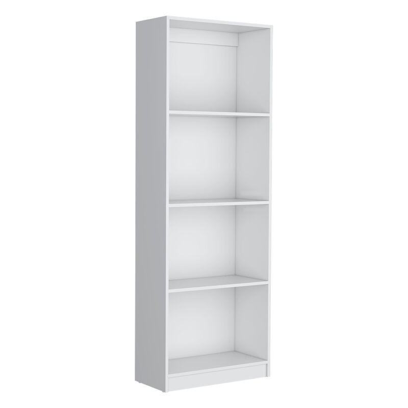 HomeRoots 71" White Wood Four Tier Bookcase image number 2