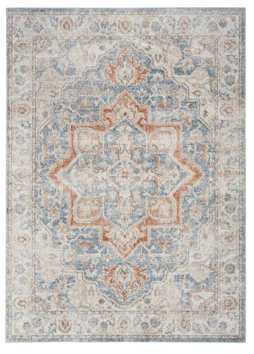 HomeRoots 12' Denim Blue Oriental Power Loom Washable Runner Rug