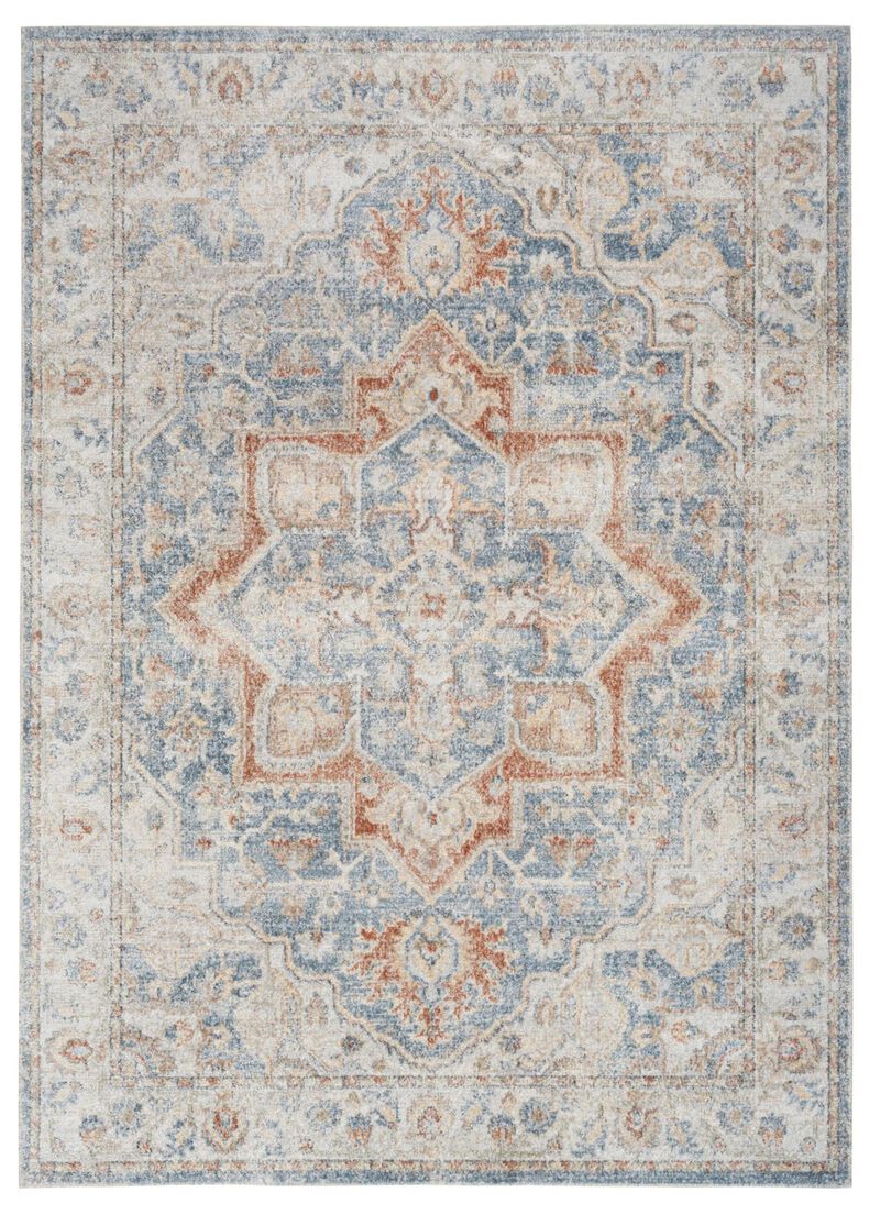 HomeRoots 12' Denim Blue Oriental Power Loom Washable Runner Rug image number 0