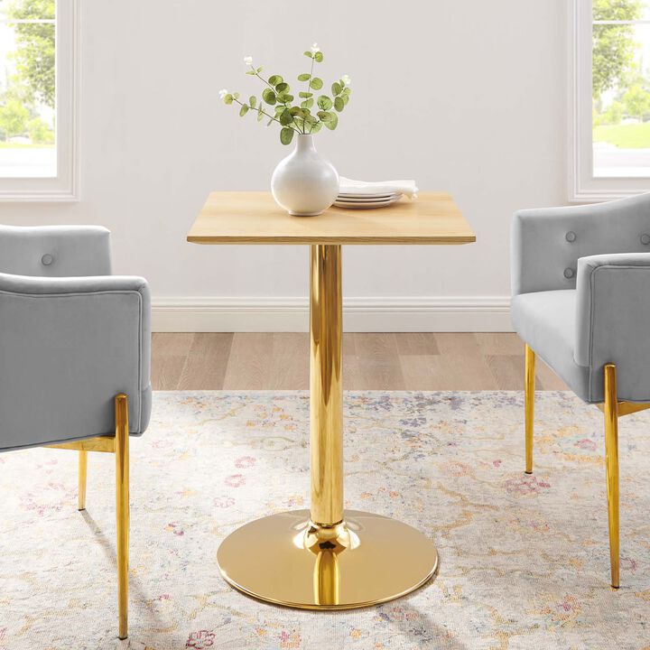 Modway - Verne 24" Square Dining Table Gold Natural