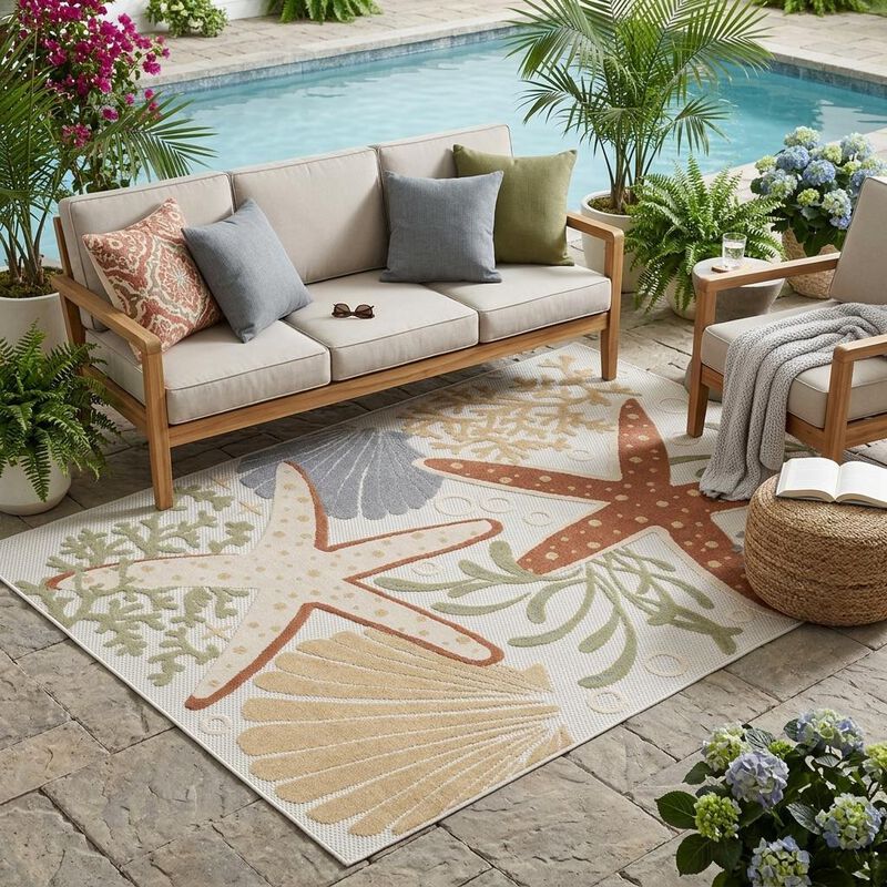 HomeRoots Indoor Outdoor Area Rug image number 1