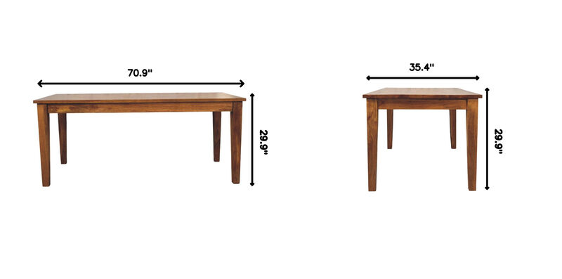 Artisan Furniture Solid Wood Classic Golden Teak Solid Wood Dining Table, Brown image number 9
