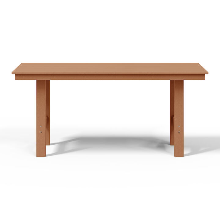 WestinTrends Outdoor Modern HDPE 66" Wide Rectangle Patio Dining Table for 6