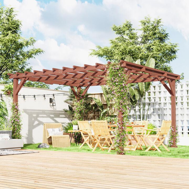 Hivvago 11x12.5 Outdoor Wood Pergola with Trellis