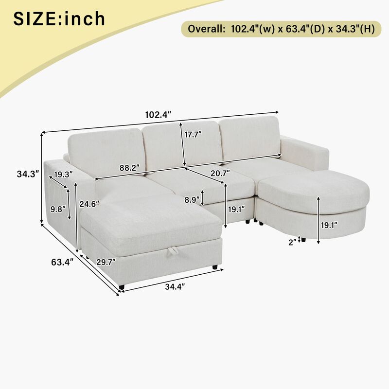 Krasul U Shaped Sectional Sofa image number 9