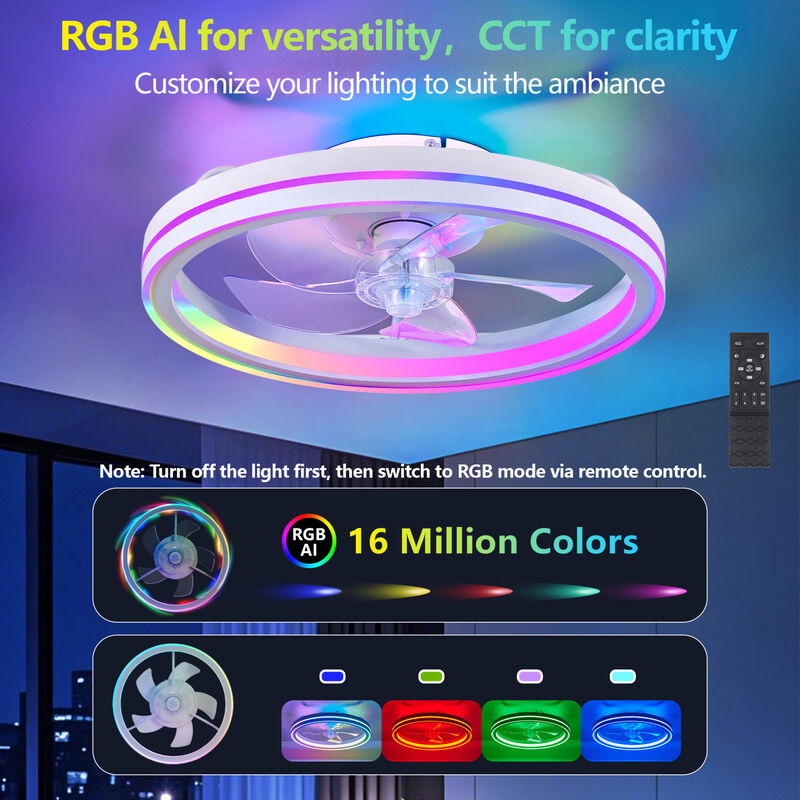 ELEMENT ACE Low Profile Flush Mount Bladeless Ceiling Fan with RGB LED Lighting, Smart App & Remote Control, Reversible Motor for Bedroom Low Ceiling Living Spaces image number 4