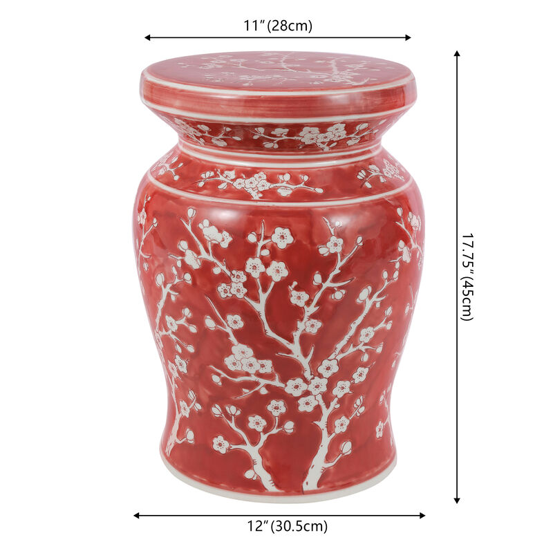 Cherry Blossom Ceramic Garden Stool