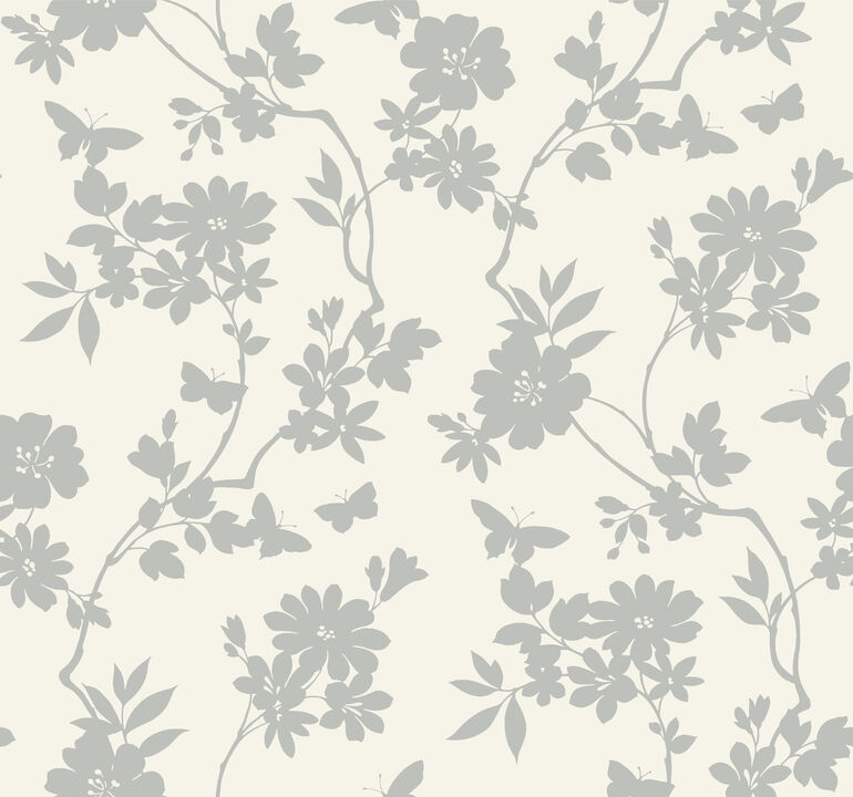 Flutter Vine White & Silver Wallpaper