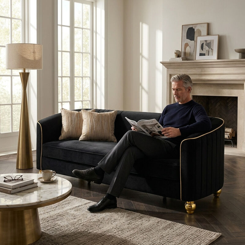 Grebol 3 Seater Velvet Sofa image number 2