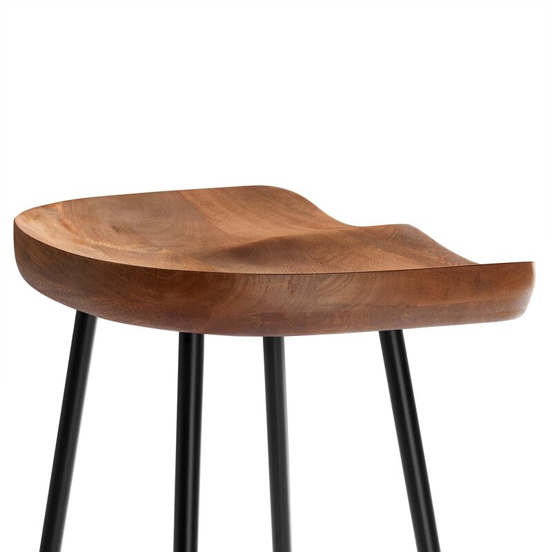 Modway EEI-6742-WAL Concord Backless Wood Bar Stools - Set of 2, Walnut image number 7