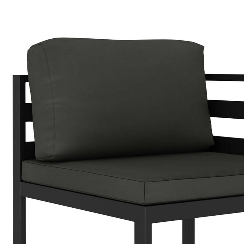 Shina 2pc Modular Outdoor Sofa Set, Black Aluminum, Polyester Fabric - Benzara