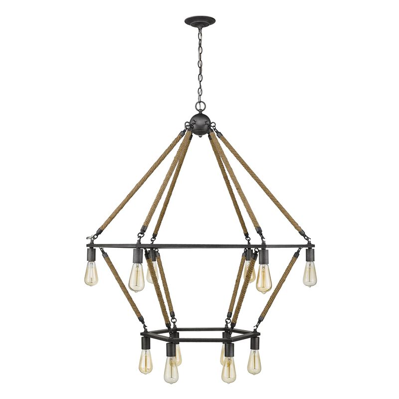 HomeRoots Brown and Black Twelve Light Metal Dimmable Chandelier image number 3