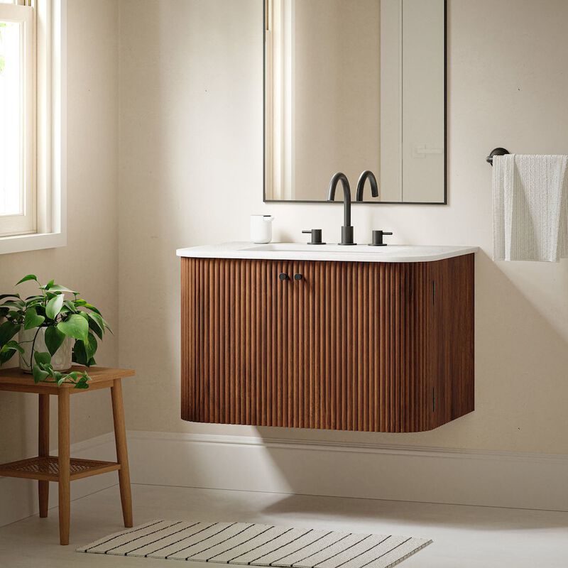 Zia 30" Wall-Mount Bathroom Vanity with Marble Sink image number 9