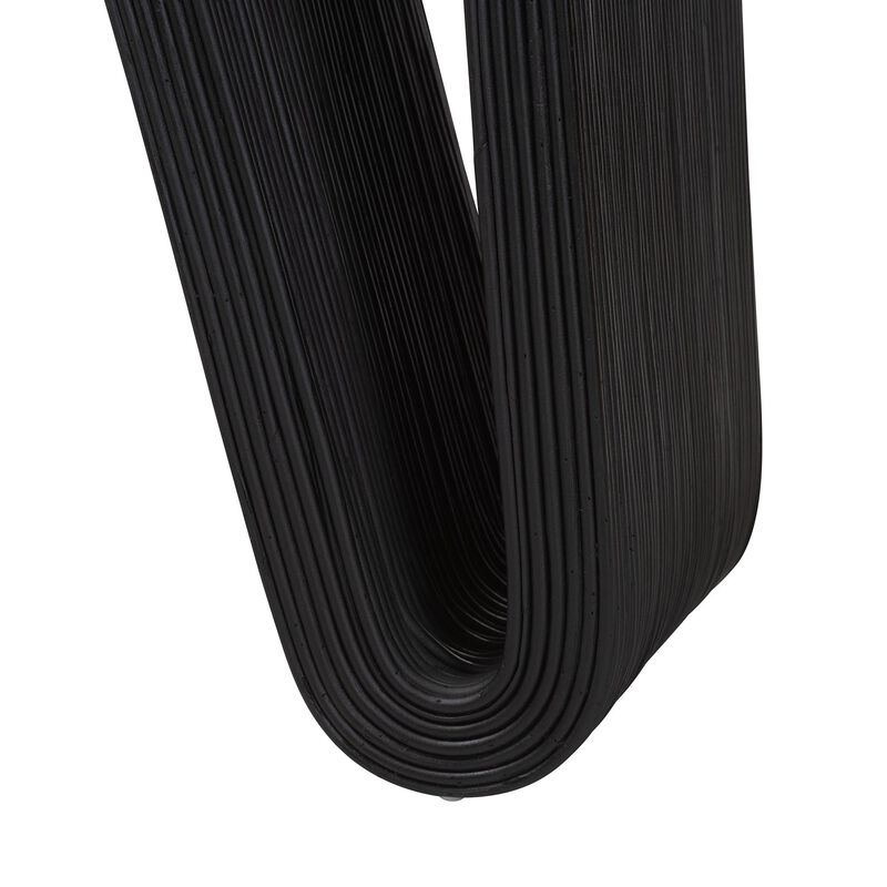 bali & pari Abebi Black Rattan Console Table - Modern Accent Table with Waterfall Silhouette and Open Hairpin Legs, Boho Coastal Style for Entryway, Hallway, or Living Room