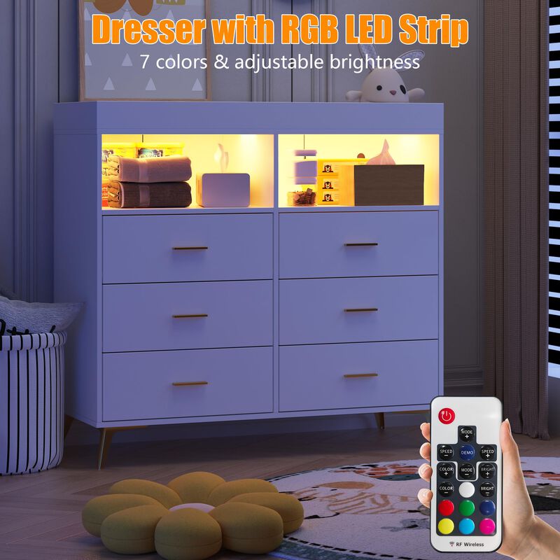 LED Light & Power Outlet Baby Changing Table Dresser image number 4