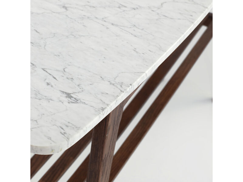 Castello 43" Rectangular Italian Carrara White Marble Console Table with Shelf