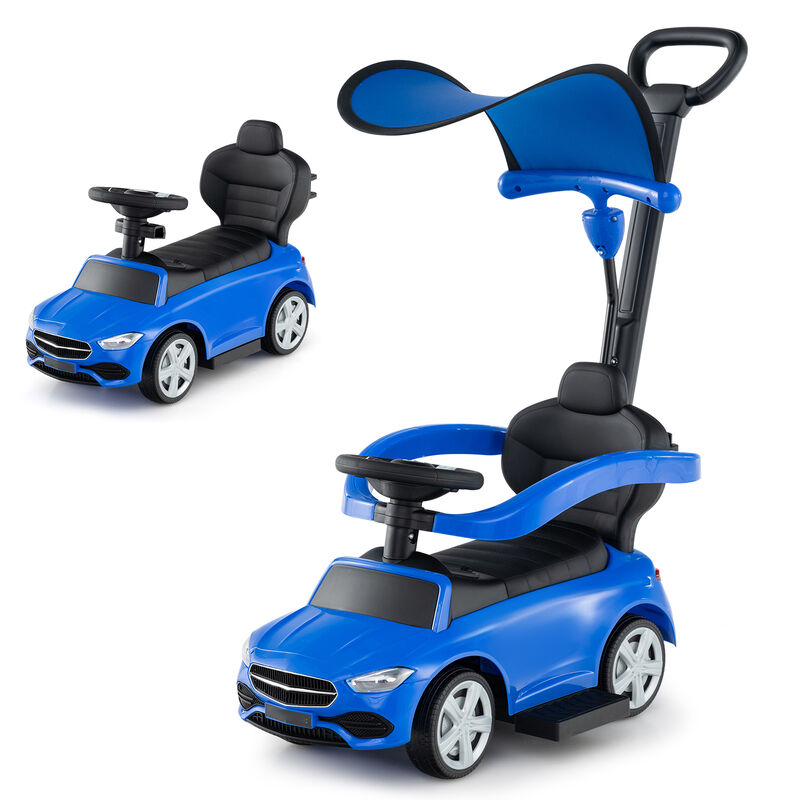 3 in 1 Toddler Ride On Push Car with Canopy Sliding Function and Stroller image number 3