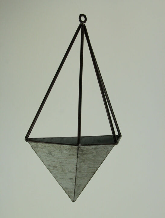 Galvanized Metal Diamond Shaped Angular Hanging Planters Set of 2