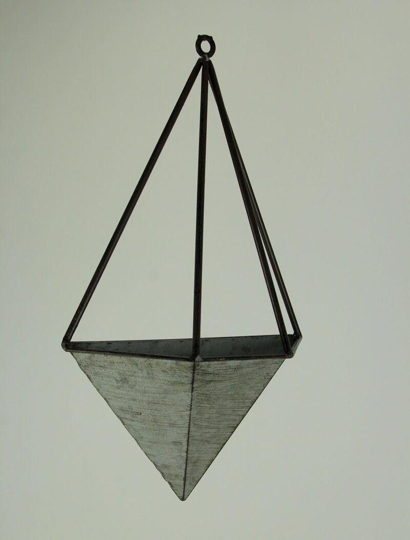 Galvanized Metal Diamond Shaped Angular Hanging Planters Set of 2 image number 1