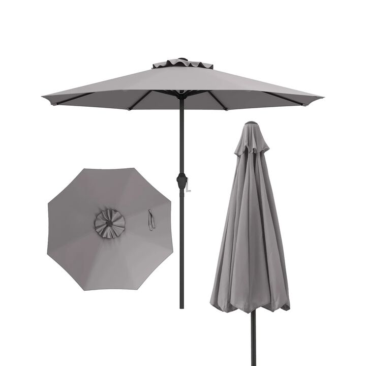 Outdoor Heavy Duty Market Umbrella with Crank Handle, 8 Sturdy Ribs Patio Umbrella