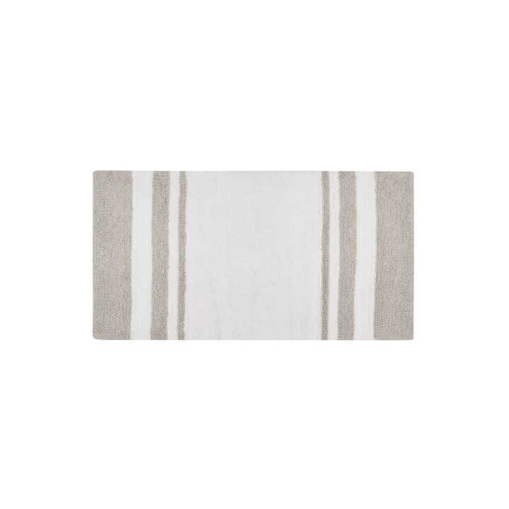 Gracie Mills Cecelia Casual Stripes Cotton Reversible Bath Rug