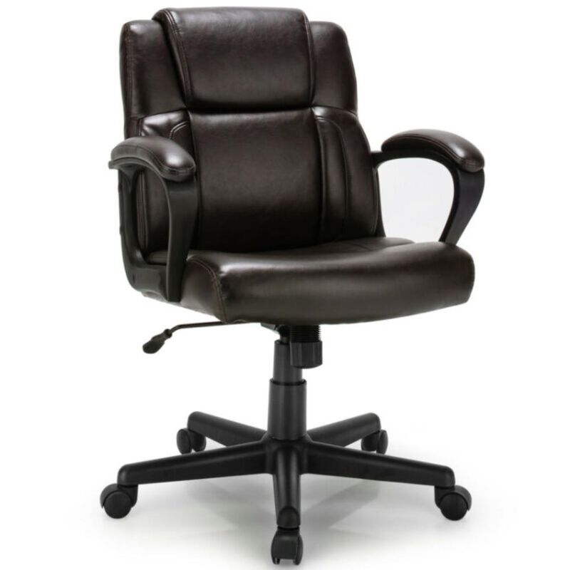 Hivvago Adjustable Leather Executive Office Chair Computer Desk Chair with Armrest