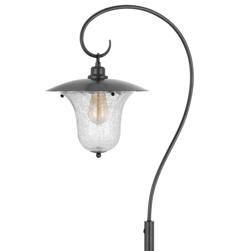 Lem 65 Inch Floor Lamp, Classic Lantern, Glass Shade, Bronze Metal Finish - Benzara
