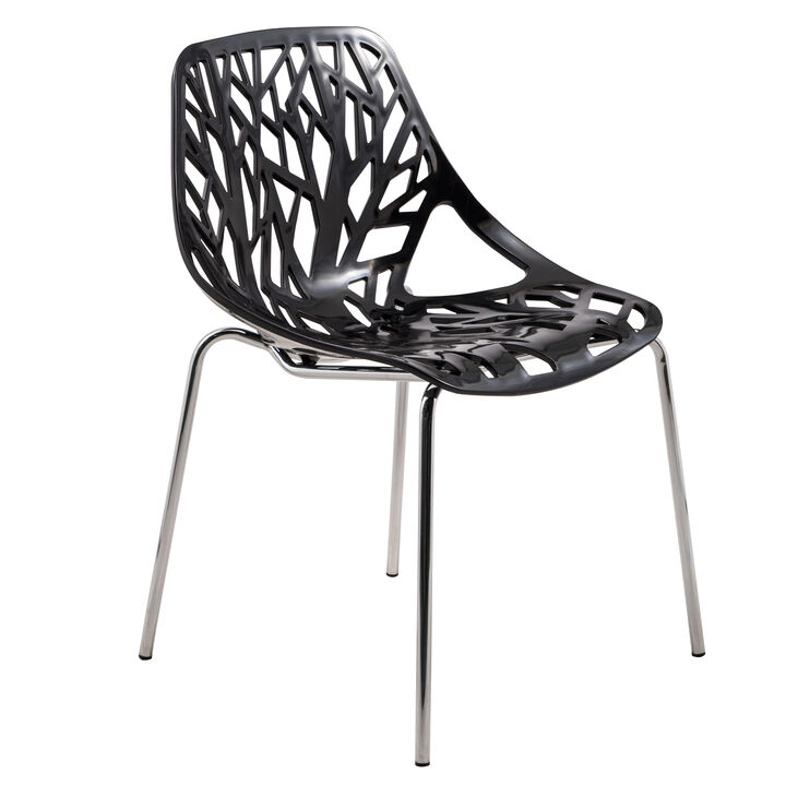 LeisureMod Modern Asbury Dining Chair w/ Chromed Legs