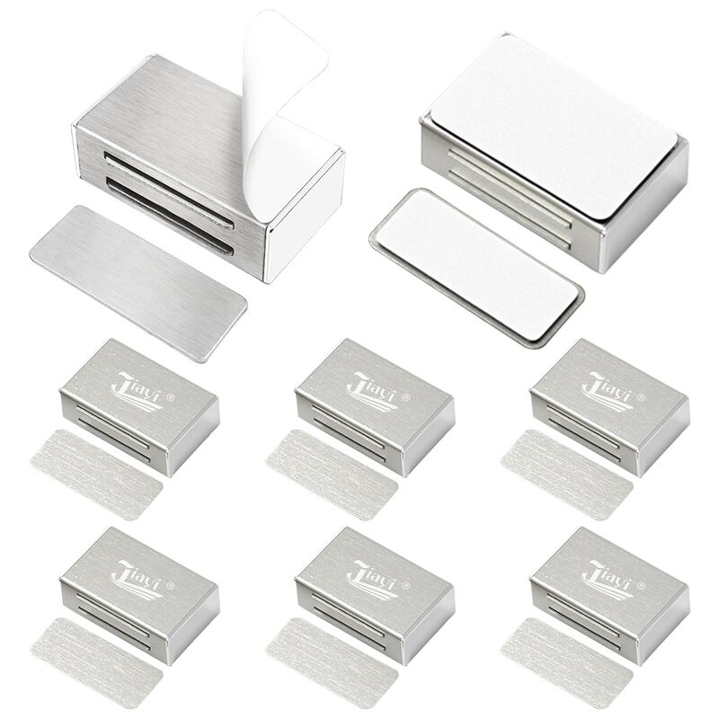Jiayi Cabinet Magnets Adhesive 8 Pack Magnetic Cabinet Door Catches, Cabinet Magnetic Latch Kitchen Magnetic Catch for Cupboard