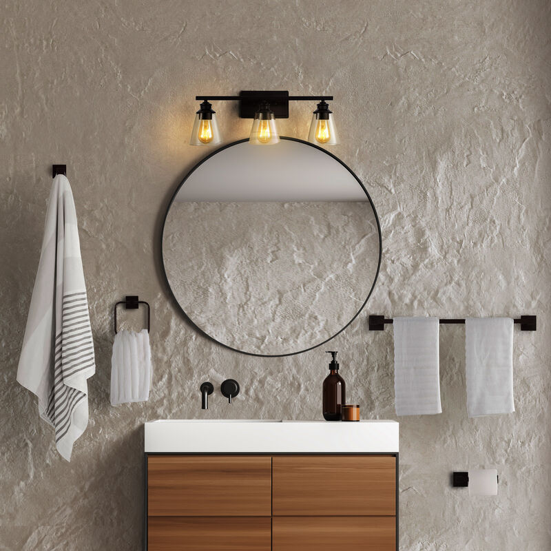 Arlo 22.88" 3-Light Vintage Classic Vanity Light with Bathroom Hardware Accessory 5-Piece Set