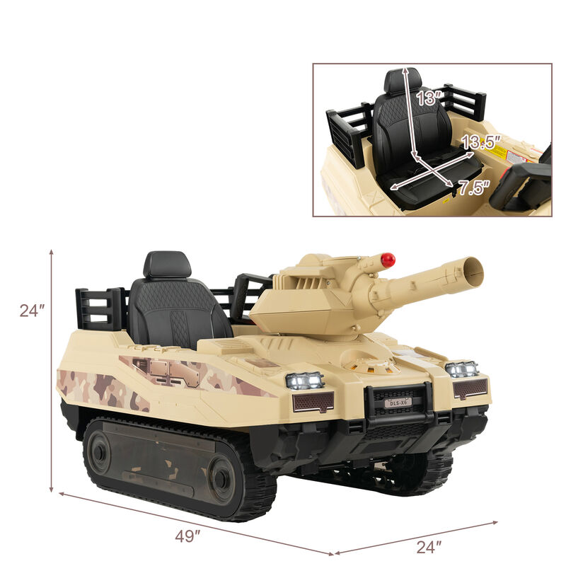 Kids Ride On Military Style Tank with 12V Power Rotatable Turret and Missiles image number 2