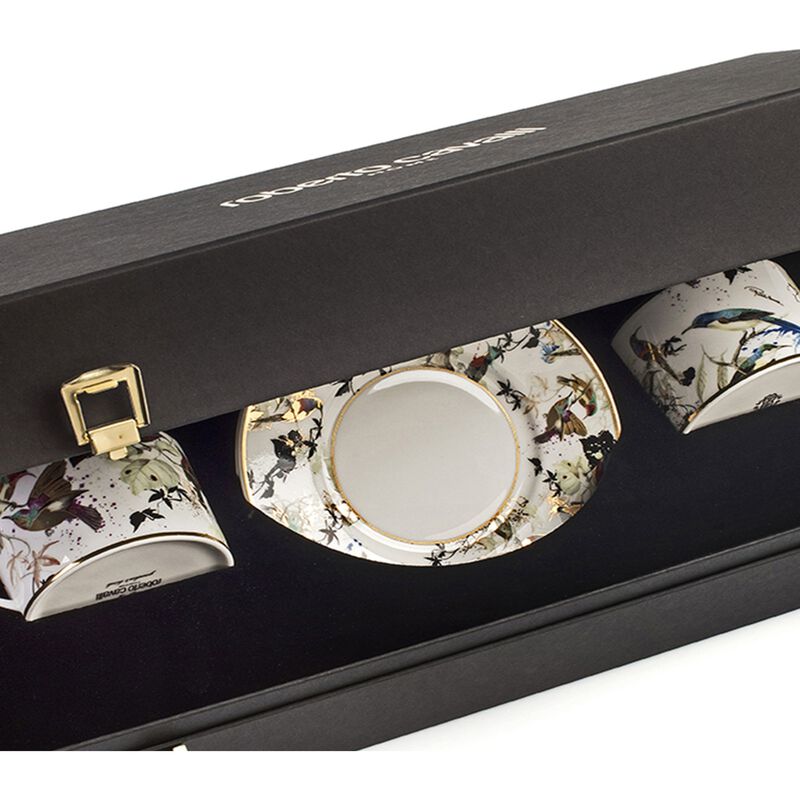 Tea Cup & Saucer GARDEN'S BIRDS Set of 2 in Luxury Box diam. 3.3", H 2.3", cap. 7.5 oz, Saucer diam. 6" image number 0