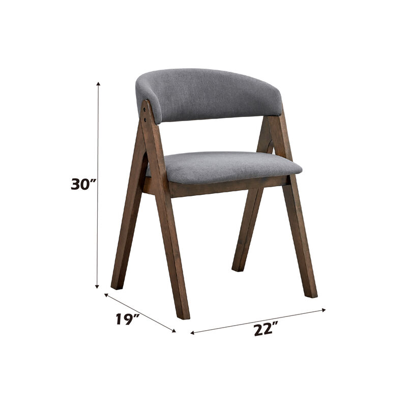GOODSILO Contemporary Scandinavian Gray Fabric Side Chairs Set - Comfortable Dining Seating With Walnut Finish Legs image number 2