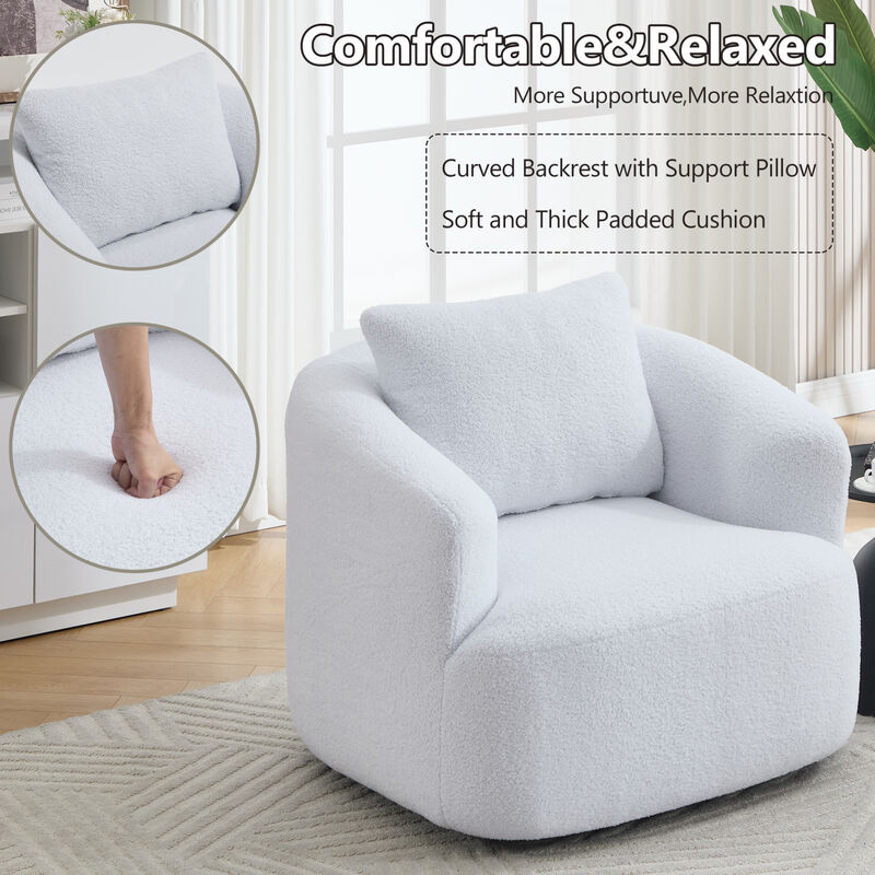 GOODSILO 360-Degree Swivel Round Upholstered Comfort Chair with Plush Pillow image number 8